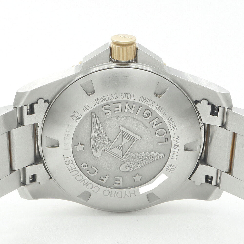LONGINES ロンジン ハイドロコンクエスト L3.781.3 L3.781.3.96.7 デイト 300m防水 青 ブルー SS ステンレス YGPVD イエローPVD メンズ 自動巻き【6ヶ月保証】【腕時計】【中古】