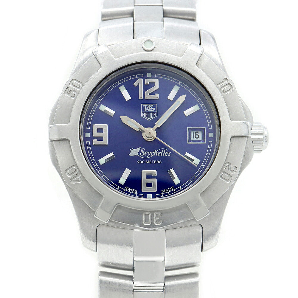電池交換済 TAG Heuer タグホイヤー エクスクルーシブ セイシェル 世界2000本限定 WN131D デイト 200m防水 青 ブルー SS ステンレス レディース クォーツ【6ヶ月保証】【腕時計】【中古】