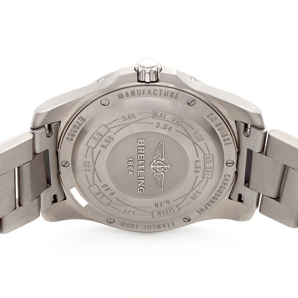 電池交換済 BREITLING ブライトリング エアロスペース エヴォ クロノグラフ E79363 デイト アラーム 100m防水 黒 ブラック Ti チタン メンズ デジアナ クォーツ【6ヶ月保証】【腕時計】【中古】
