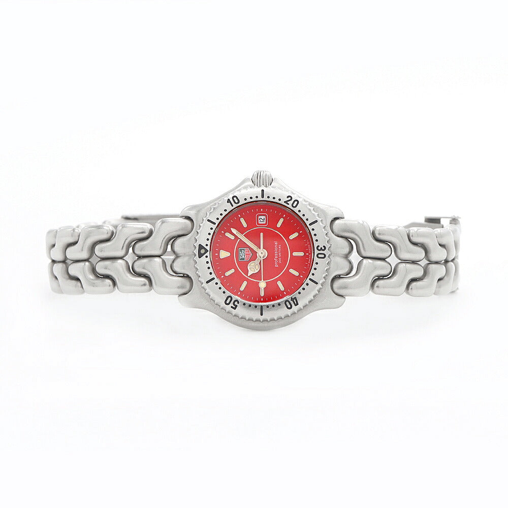電池交換済 TAG Heuer タグホイヤー S/el セル プロフェッショナル200 WG131C デイト 200m防水 赤 レッド SS ステンレス レディース クォーツ【6ヶ月保証】【腕時計】【中古】