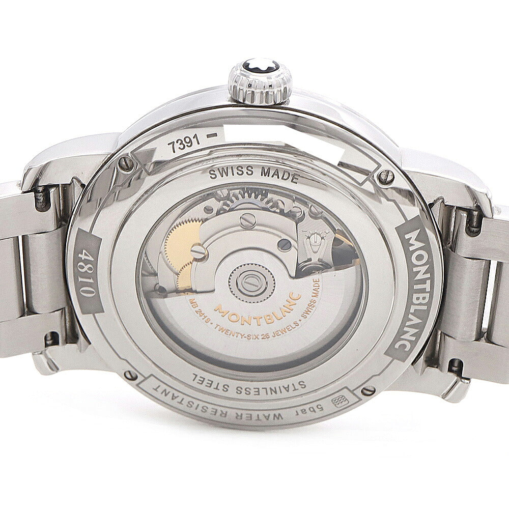 MONTBLANC モンブラン スター 7391 デイデイト 50m防水 裏スケ シルバー ギョーシェ SS ステンレス メンズ 自動巻き【6ヶ月保証】【腕時計】【中古】
