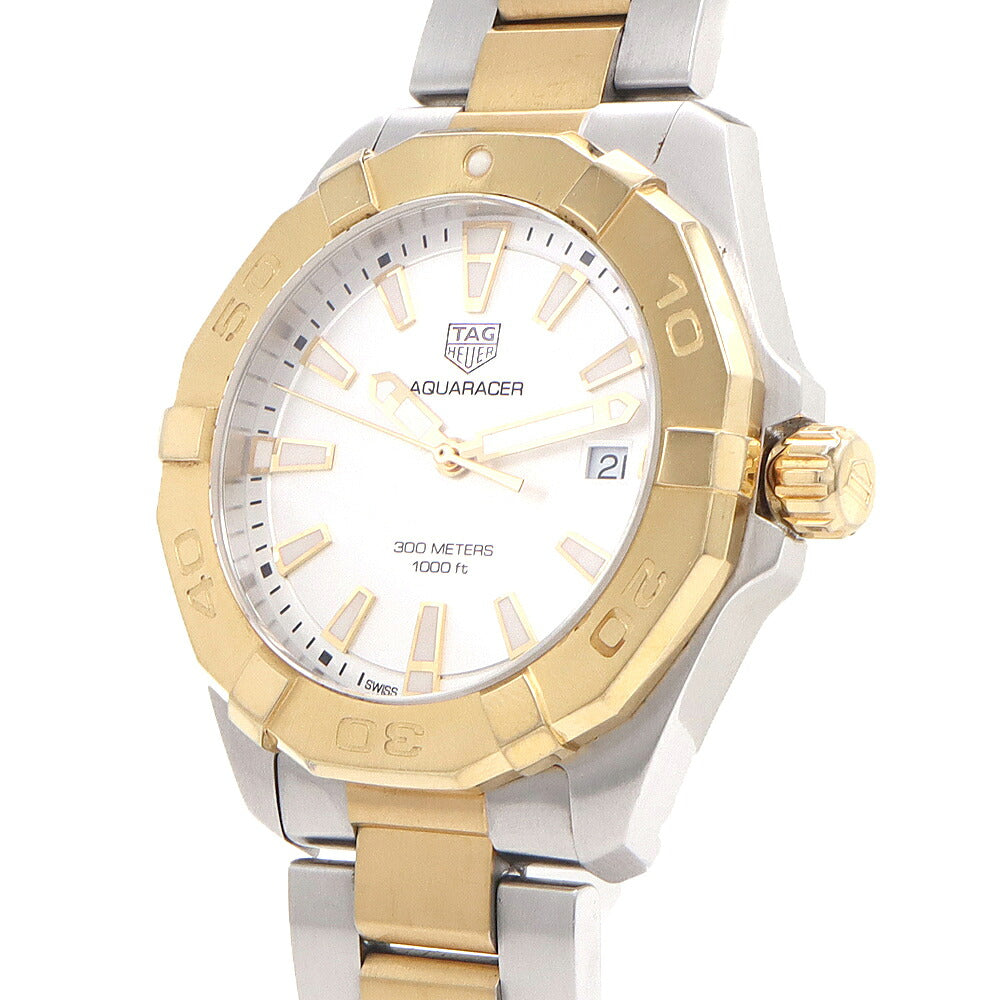 電池交換済 TAG Heuer タグホイヤー アクアレーサー WBD1120 デイト 300m防水 シルバー SS ステンレス YGP イエローゴールド コンビ メンズ クォーツ【6ヶ月保証】【腕時計】【中古】