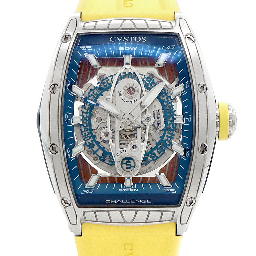 CVSTOS Challenge Sealiner CVT-SEA2 ST Date Back Skeleton Blue Blue SS Stainless Steel Genuine Belt Genuine Buckle Men's Automatic Winding [6 Month Warranty] [Watch] [Used]
