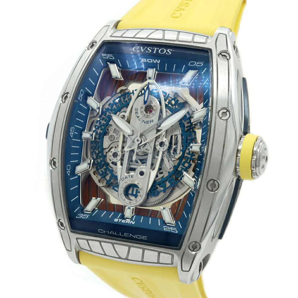 CVSTOS Challenge Sealiner CVT-SEA2 ST Date Back Skeleton Blue Blue SS Stainless Steel Genuine Belt Genuine Buckle Men's Automatic Winding [6 Month Warranty] [Watch] [Used]