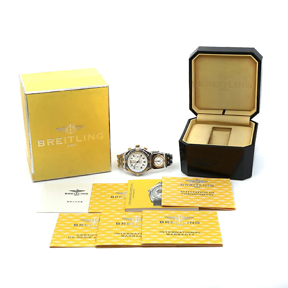 BREITLING ブライトリング クロスウィンド スペシャル ビコロ 1000本限定 UTCモジュール クロノグラフ B44356 B70174 ビッグデイト スモールセコンド 100m防水 白 ホワイト SS ステンレス YG イエローゴールド コンビ メンズ 自動巻き【6ヶ月保証】【腕時計】【中古】