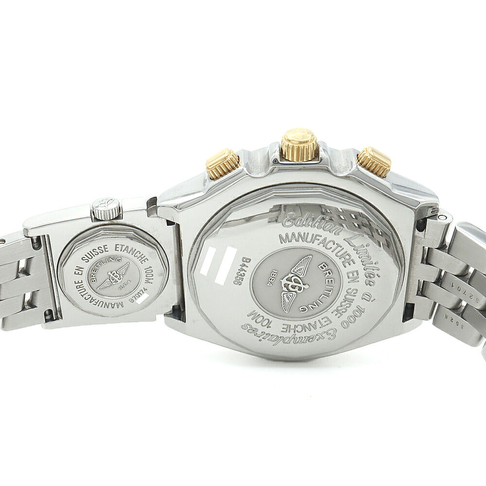 BREITLING ブライトリング クロスウィンド スペシャル ビコロ 1000本限定 UTCモジュール クロノグラフ B44356 B70174 ビッグデイト スモールセコンド 100m防水 白 ホワイト SS ステンレス YG イエローゴールド コンビ メンズ 自動巻き【6ヶ月保証】【腕時計】【中古】