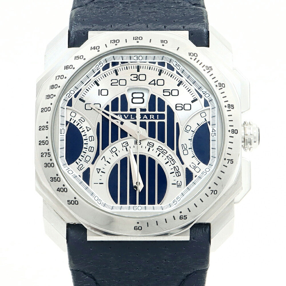 BVLGARI ブルガリ ジェラルドジェンタ オクト マセラティ スペシャルエディション クロノグラフ BGO45SCHQR BGO45C3SLDCHQR/MAS レトログラード デイト 青 ブルー SS ステンレス 純正ベルト 純正尾錠 メンズ 自動巻き【6ヶ月保証】【腕時計】【中古】