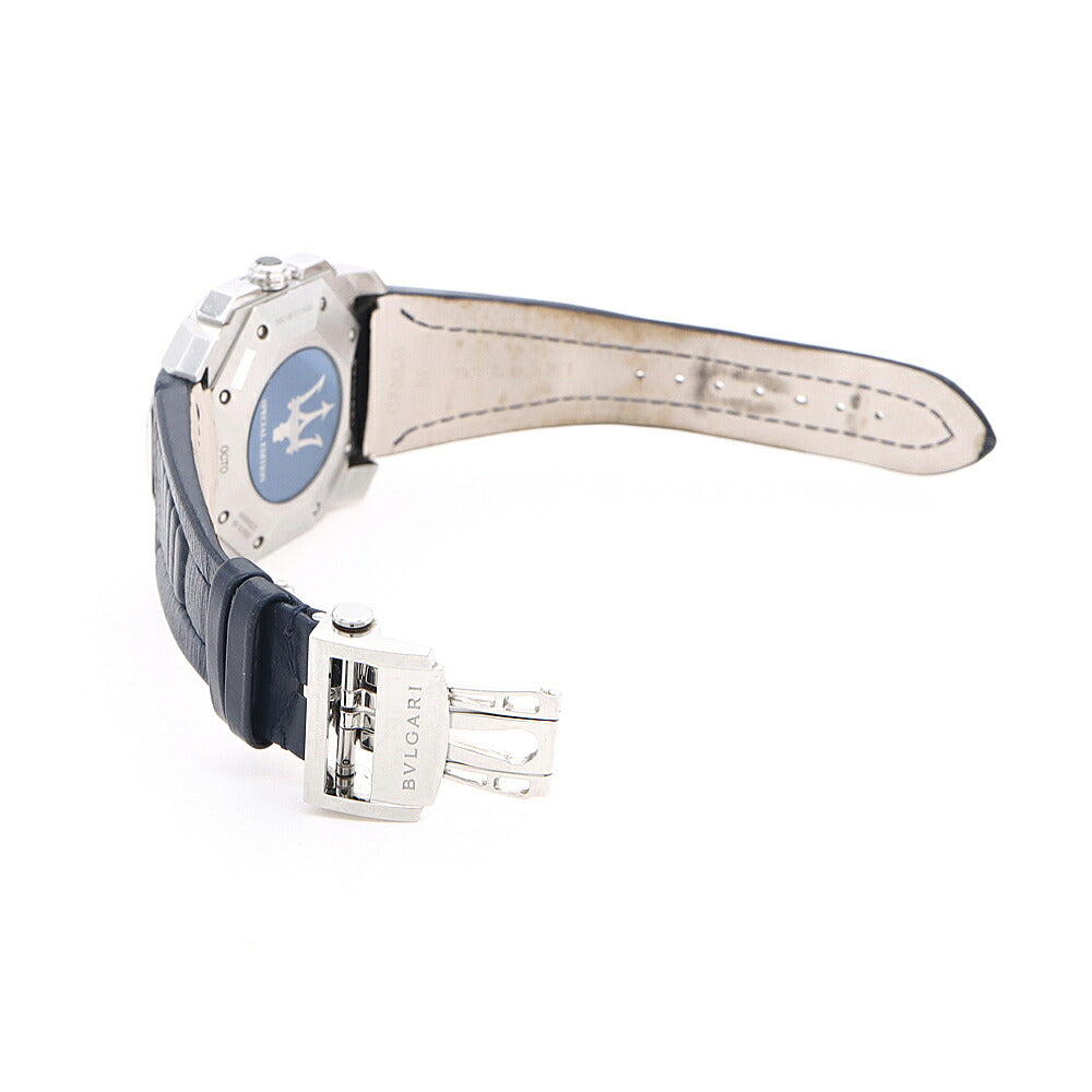 BVLGARI ブルガリ ジェラルドジェンタ オクト マセラティ スペシャルエディション クロノグラフ BGO45SCHQR BGO45C3SLDCHQR/MAS レトログラード デイト 青 ブルー SS ステンレス 純正ベルト 純正尾錠 メンズ 自動巻き【6ヶ月保証】【腕時計】【中古】