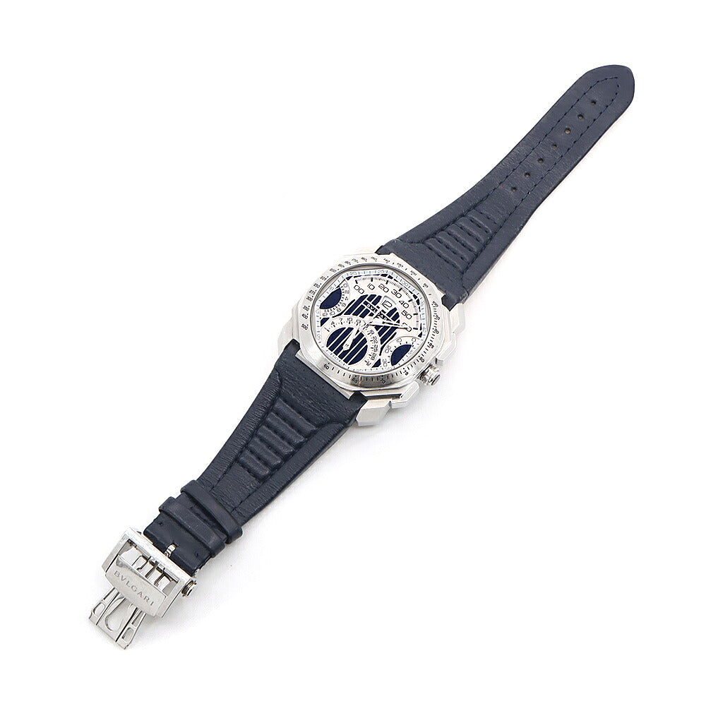 BVLGARI ブルガリ ジェラルドジェンタ オクト マセラティ スペシャルエディション クロノグラフ BGO45SCHQR BGO45C3SLDCHQR/MAS レトログラード デイト 青 ブルー SS ステンレス 純正ベルト 純正尾錠 メンズ 自動巻き【6ヶ月保証】【腕時計】【中古】