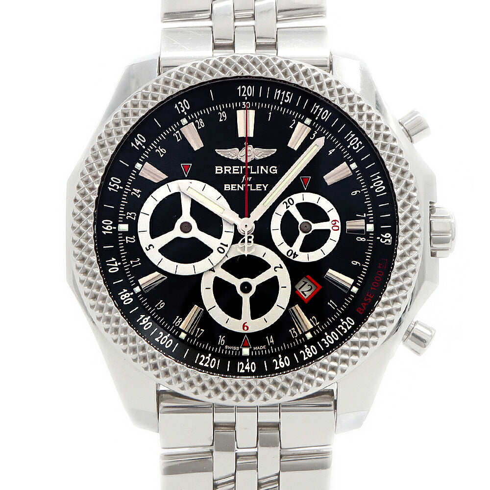 BREITLING ブライトリング ベントレー バーナート レーシング クロノグラフ A25366 A259B09SP 100m防水 裏スケ デイト 黒 ブラック SS ステンレス メンズ 自動巻き【自社保証6ヶ月】【腕時計】【中古】