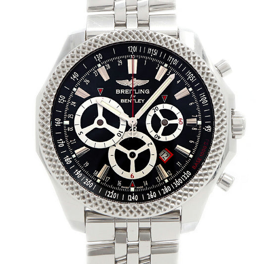BREITLING ブライトリング ベントレー バーナート レーシング クロノグラフ A25366 A259B09SP 100m防水 裏スケ デイト 黒 ブラック SS ステンレス メンズ 自動巻き【自社保証6ヶ月】【腕時計】【中古】