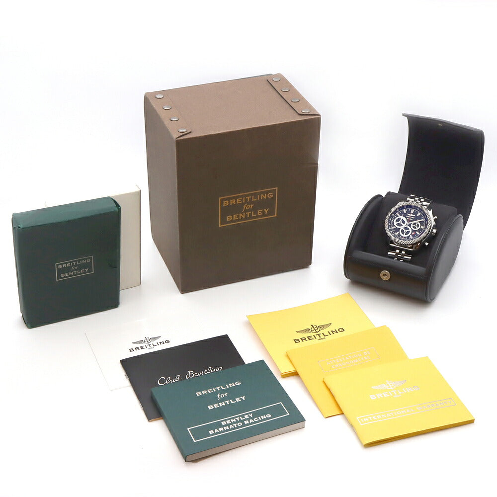 BREITLING ブライトリング ベントレー バーナート レーシング クロノグラフ A25366 A259B09SP 100m防水 裏スケ デイト 黒 ブラック SS ステンレス メンズ 自動巻き【自社保証6ヶ月】【腕時計】【中古】
