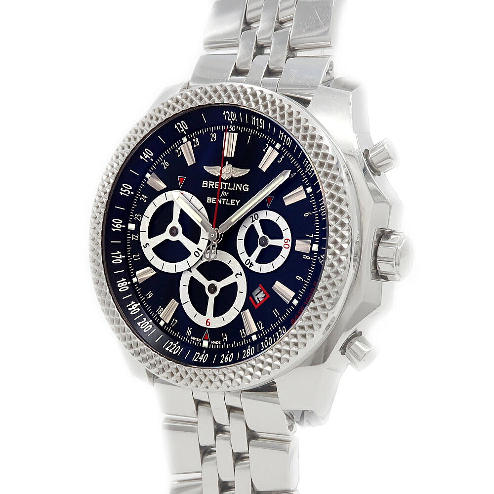 BREITLING ブライトリング ベントレー バーナート レーシング クロノグラフ A25366 A259B09SP 100m防水 裏スケ デイト 黒 ブラック SS ステンレス メンズ 自動巻き【自社保証6ヶ月】【腕時計】【中古】