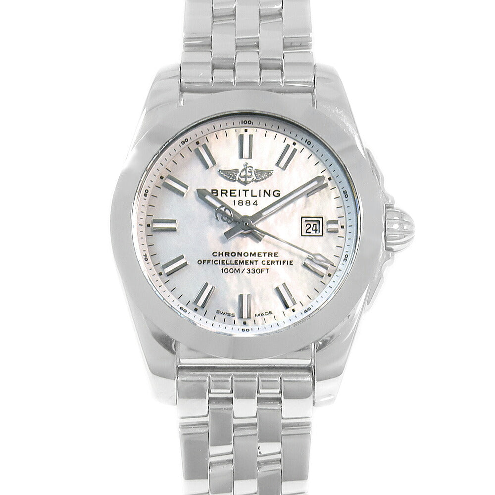電池交換済 BREITLING ブライトリング ギャラクティック 29 スリークT W72348 W72348121A1A1 デイト 100m防水 白 ホワイトシェル SS ステンレス レディース クォーツ 【6ヶ月保証】【腕時計】【中古】