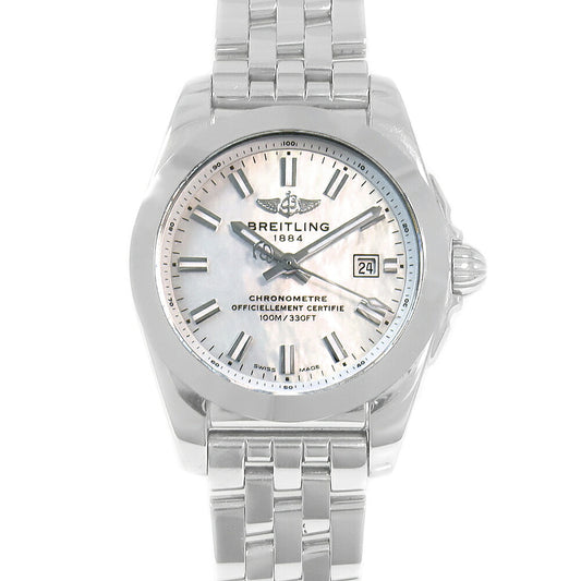 電池交換済 BREITLING ブライトリング ギャラクティック 29 スリークT W72348 W72348121A1A1 デイト 100m防水 白 ホワイトシェル SS ステンレス レディース クォーツ 【6ヶ月保証】【腕時計】【中古】