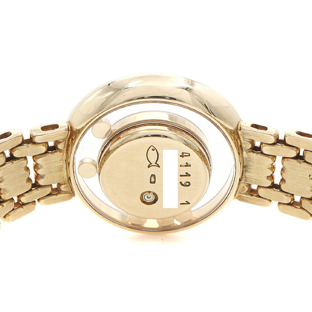 電池交換済 Chopard ショパール ハッピーダイヤモンド 20/6392 4119/1 ダイヤベゼル ダイヤモンド 5Pムービングダイヤ 白 ホワイト K18YG イエローゴールド 金無垢 レディース クォーツ【6ヶ月保証】【腕時計】【中古】