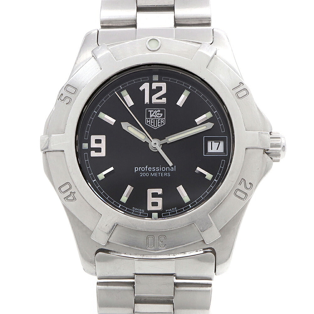 電池交換済 TAG Heuer タグホイヤー 2000 エクスクルーシブ WN1110 デイト 200m防水 黒 ブラック SS ステンレス メンズ クォーツ【6ヶ月保証】【腕時計】【中古】
