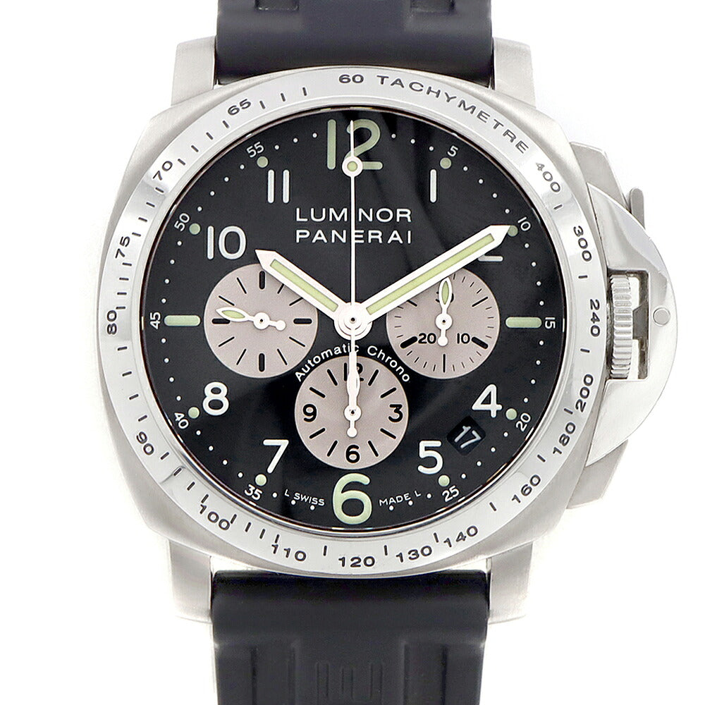 PANERAI パネライ ルミノール クロノグラフ PAM00121 デイト タキメーター スモールセコンド 200ｍ防水 裏スケ グレー SS ステンレス Ti チタン 純正ベルト 純正尾錠 メンズ 自動巻き【6ヶ月保証】【腕時計】【中古】