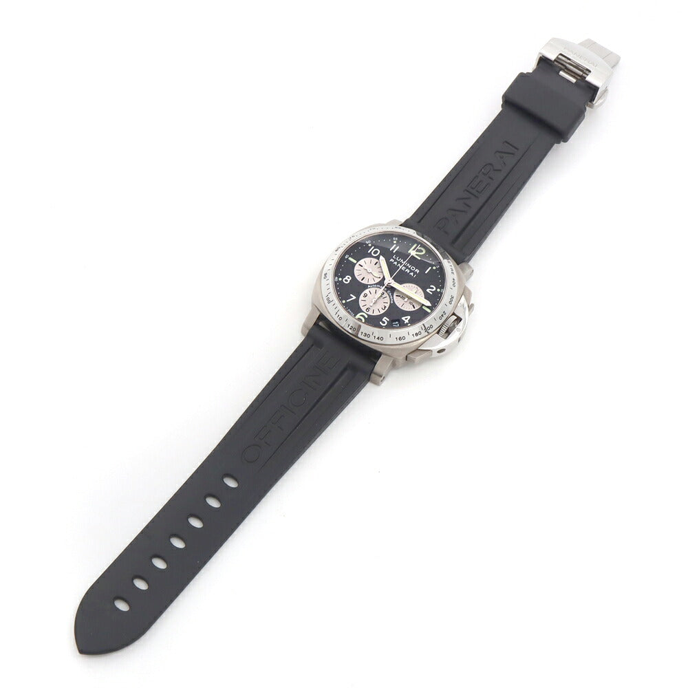 PANERAI パネライ ルミノール クロノグラフ PAM00121 デイト タキメーター スモールセコンド 200ｍ防水 裏スケ グレー SS ステンレス Ti チタン 純正ベルト 純正尾錠 メンズ 自動巻き【6ヶ月保証】【腕時計】【中古】