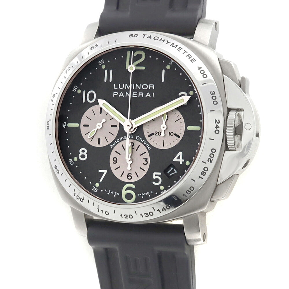 PANERAI パネライ ルミノール クロノグラフ PAM00121 デイト タキメーター スモールセコンド 200ｍ防水 裏スケ グレー SS ステンレス Ti チタン 純正ベルト 純正尾錠 メンズ 自動巻き【6ヶ月保証】【腕時計】【中古】