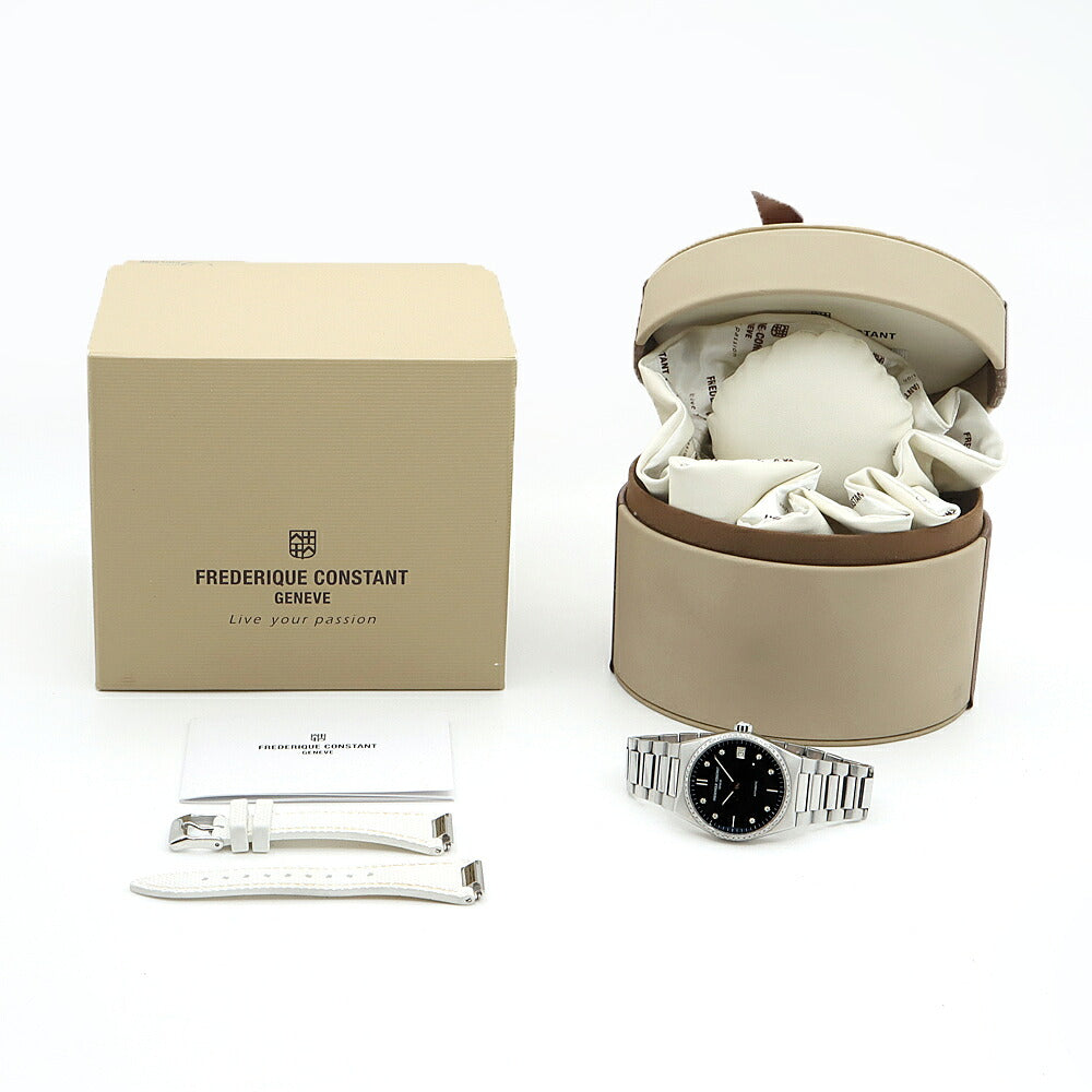 FREDERIQUE CONSTANT フレデリックコンスタント ハイライフ スパークリング 世界限定888本 ダイヤベゼル FC-303NSD2NHD6B ダイヤモンド 8Pダイヤ デイト 裏スケ 50ｍ防水 青 ブルー SS ステンレス レディース 自動巻き【6ヶ月保証】【腕時計】【中古】