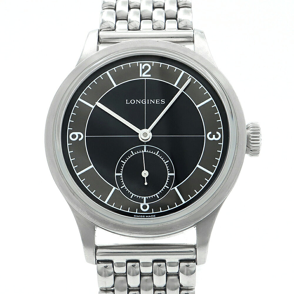 LONGINES ロンジン ヘリテージ クラシック セクターダイヤル L2.828.4 30m防水 スモールセコンド 黒 ブラック SS ステンレス メンズ 自動巻き【6ヶ月保証】【腕時計】【中古】