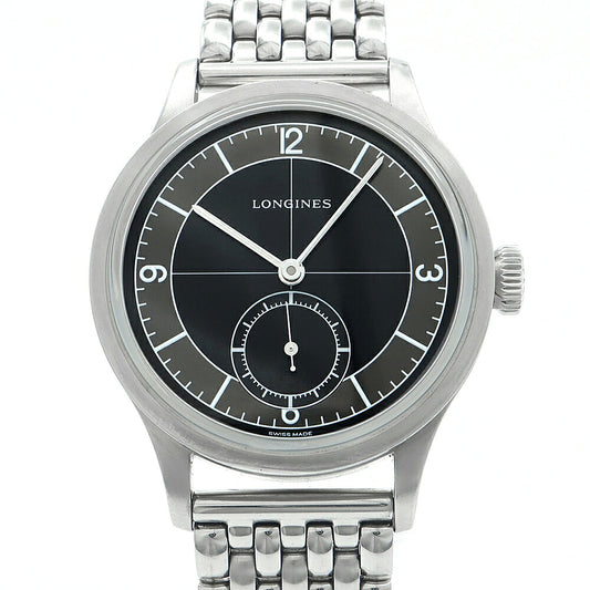 LONGINES ロンジン ヘリテージ クラシック セクターダイヤル L2.828.4 30m防水 スモールセコンド 黒 ブラック SS ステンレス メンズ 自動巻き【6ヶ月保証】【腕時計】【中古】