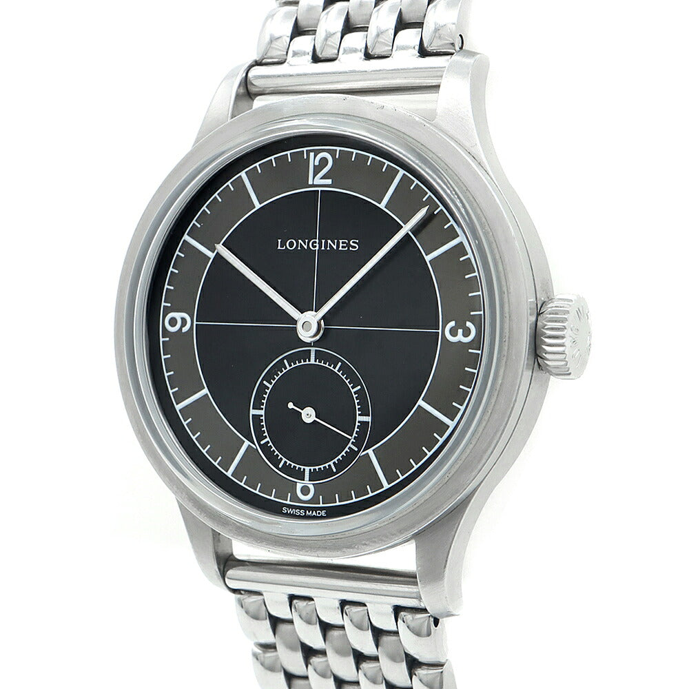 LONGINES ロンジン ヘリテージ クラシック セクターダイヤル L2.828.4 30m防水 スモールセコンド 黒 ブラック SS ステンレス メンズ 自動巻き【6ヶ月保証】【腕時計】【中古】