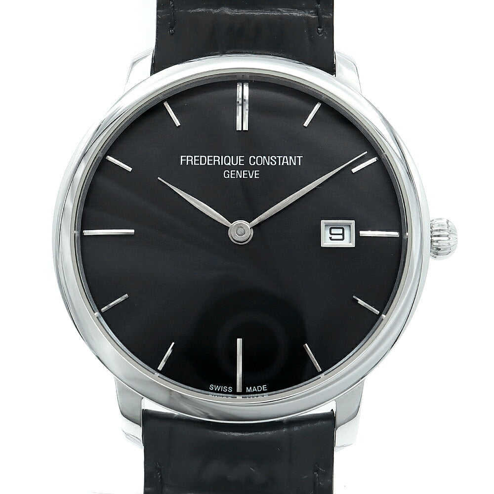 FREDERIQUE CONSTANT フレデリックコンスタント スリムライン FC-306X4S6 デイト 黒 ブラック SS ステンレス 純正ベルト 純正尾錠 メンズ 自動巻き【6ヶ月保証】【腕時計】【中古】