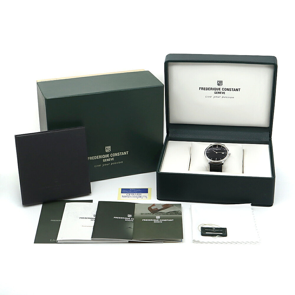 FREDERIQUE CONSTANT フレデリックコンスタント スリムライン FC-306X4S6 デイト 黒 ブラック SS ステンレス 純正ベルト 純正尾錠 メンズ 自動巻き【6ヶ月保証】【腕時計】【中古】