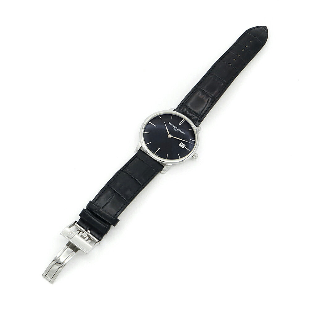 FREDERIQUE CONSTANT フレデリックコンスタント スリムライン FC-306X4S6 デイト 黒 ブラック SS ステンレス 純正ベルト 純正尾錠 メンズ 自動巻き【6ヶ月保証】【腕時計】【中古】