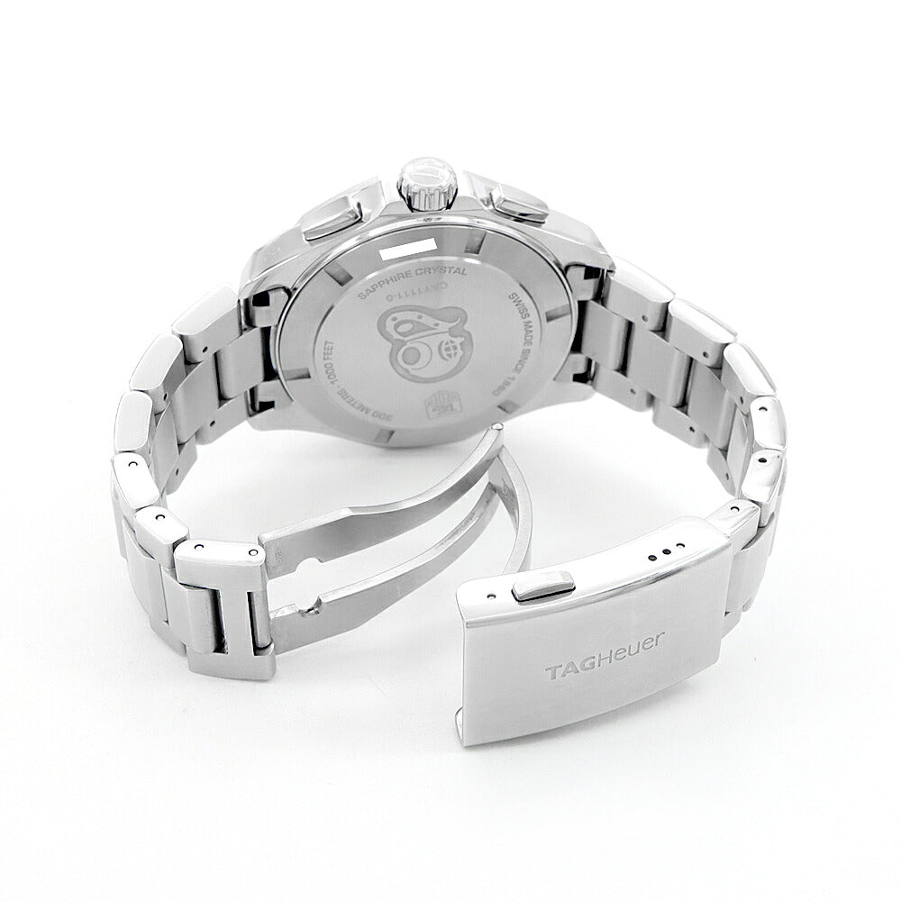 電池交換済 TAG Heuer タグホイヤー アクアレーサー クロノグラフ CAY1111-0 デイト スモールセコンド 300m防水 シルバー SS ステンレス メンズ クォーツ【6ヶ月保証】【腕時計】【中古】