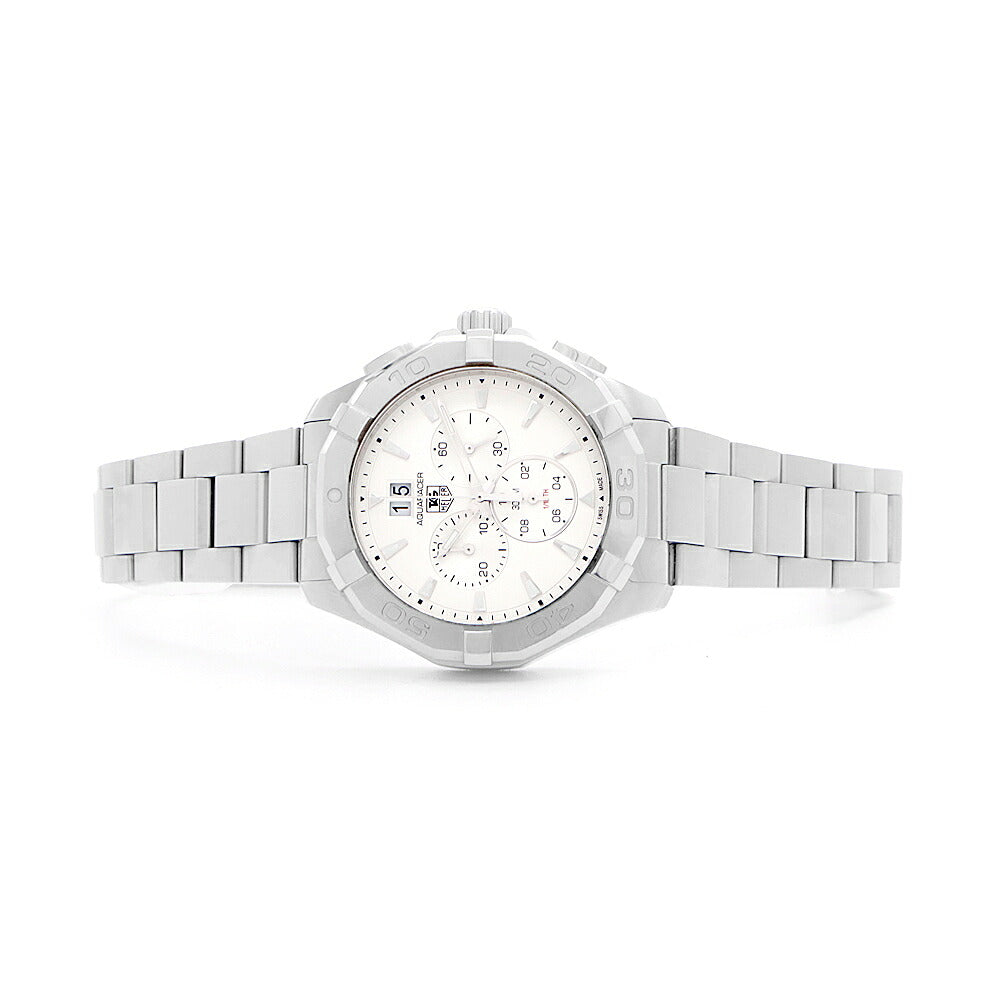 電池交換済 TAG Heuer タグホイヤー アクアレーサー クロノグラフ CAY1111-0 デイト スモールセコンド 300m防水 シルバー SS ステンレス メンズ クォーツ【6ヶ月保証】【腕時計】【中古】