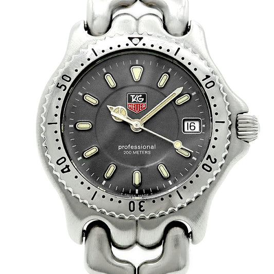 電池交換済 TAG Heuer タグホイヤー S/el セル プロフェッショナル WG1213-K0 デイト 200m防水 グレー SS ステンレス メンズ レディース ボーイズ クォーツ【6ヶ月保証】【腕時計】【中古】