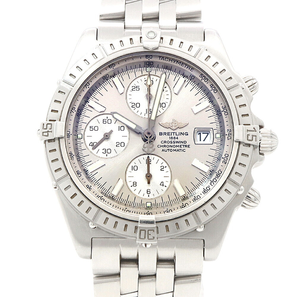 BREITLING ブライトリング クロスウィンド レーシング クロノグラフ A13355 デイト 100m防水 シルバー SS ステンレス メンズ 自動巻き 【6ヶ月保証】【腕時計】【中古】