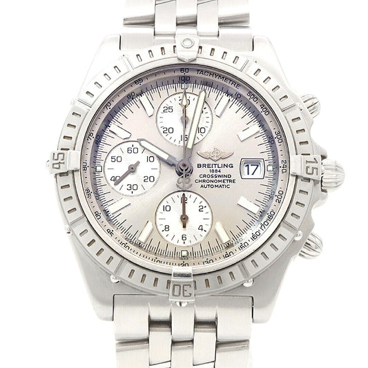 BREITLING ブライトリング クロスウィンド レーシング クロノグラフ A13355 デイト 100m防水 シルバー SS ステンレス メンズ 自動巻き 【6ヶ月保証】【腕時計】【中古】