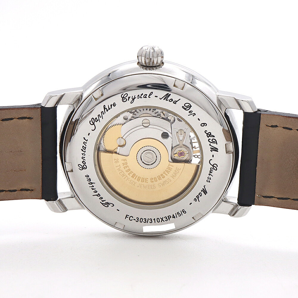 FREDERIQUE CONSTANT フレデリックコンスタント クラシック ハートビート FC-303/310X3P4/5/6 オープンハート デイト 裏スケ 黒 ブラック SS ステンレス 純正ベルト 純正尾錠 メンズ 自動巻き 【6ヶ月保証】【腕時計】【中古】