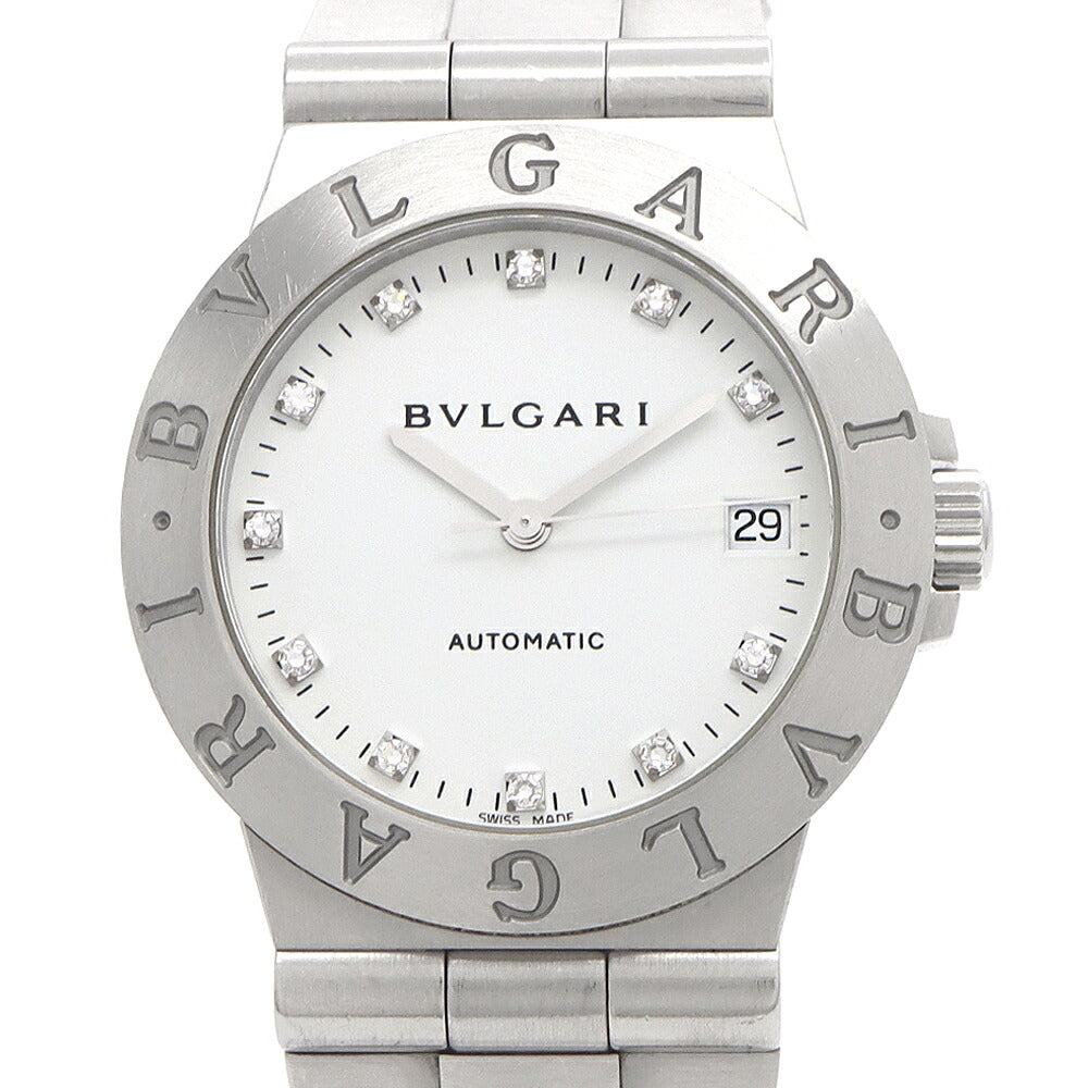 内部点検済 BVLGARI ブルガリ ディアゴノ スポーツ LCV35S ダイヤモンド 11Pダイヤ デイト 白 ホワイト SS ステンレス メンズ 自動巻き【6ヶ月保証】【腕時計】【中古】