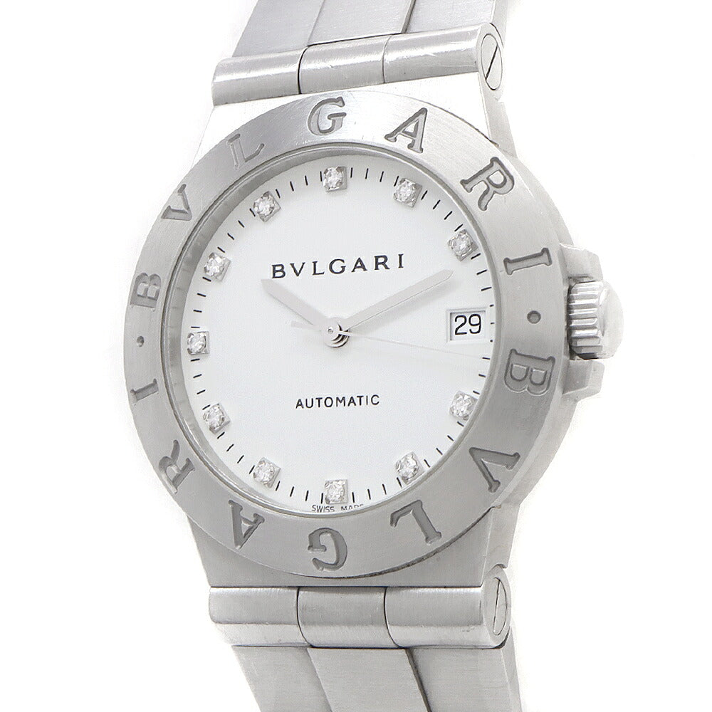 内部点検済 BVLGARI ブルガリ ディアゴノ スポーツ LCV35S ダイヤモンド 11Pダイヤ デイト 白 ホワイト SS ステンレス メンズ 自動巻き【6ヶ月保証】【腕時計】【中古】