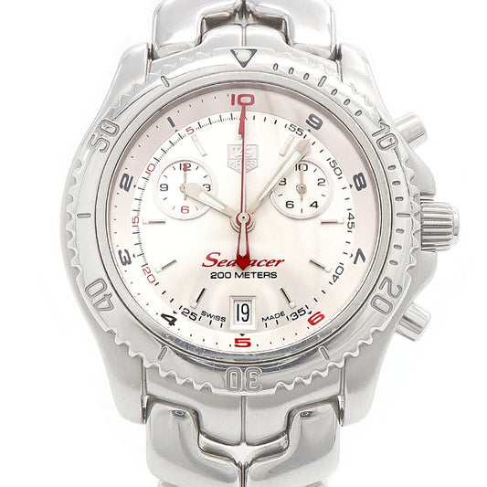 電池交換済 TAG Heuer タグホイヤー リンク シーレーサー クロノグラフ CT1114 デイト 200m防水 シルバー SS ステンレス メンズ クォーツ【6ヶ月保証】【腕時計】【中古】