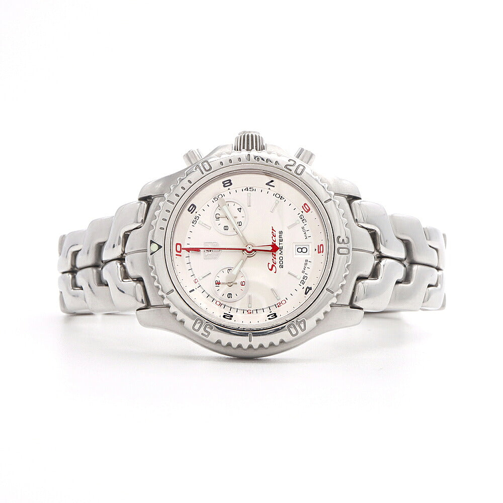 電池交換済 TAG Heuer タグホイヤー リンク シーレーサー クロノグラフ CT1114 デイト 200m防水 シルバー SS ステンレス メンズ クォーツ【6ヶ月保証】【腕時計】【中古】