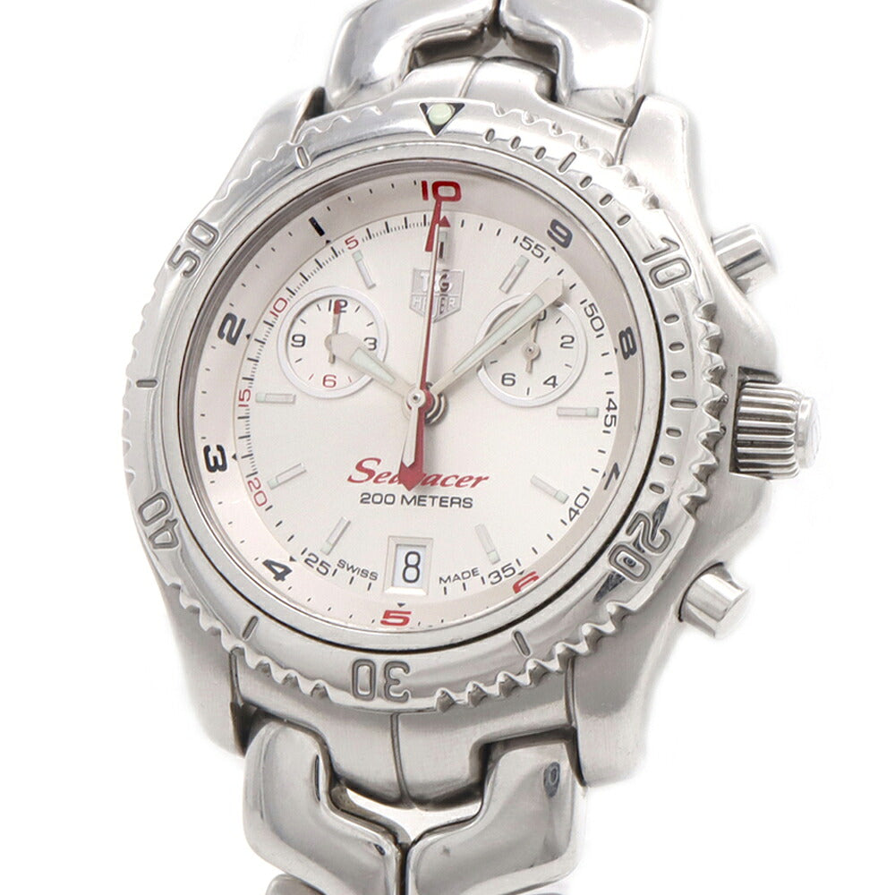 電池交換済 TAG Heuer タグホイヤー リンク シーレーサー クロノグラフ CT1114 デイト 200m防水 シルバー SS ステンレス メンズ クォーツ【6ヶ月保証】【腕時計】【中古】