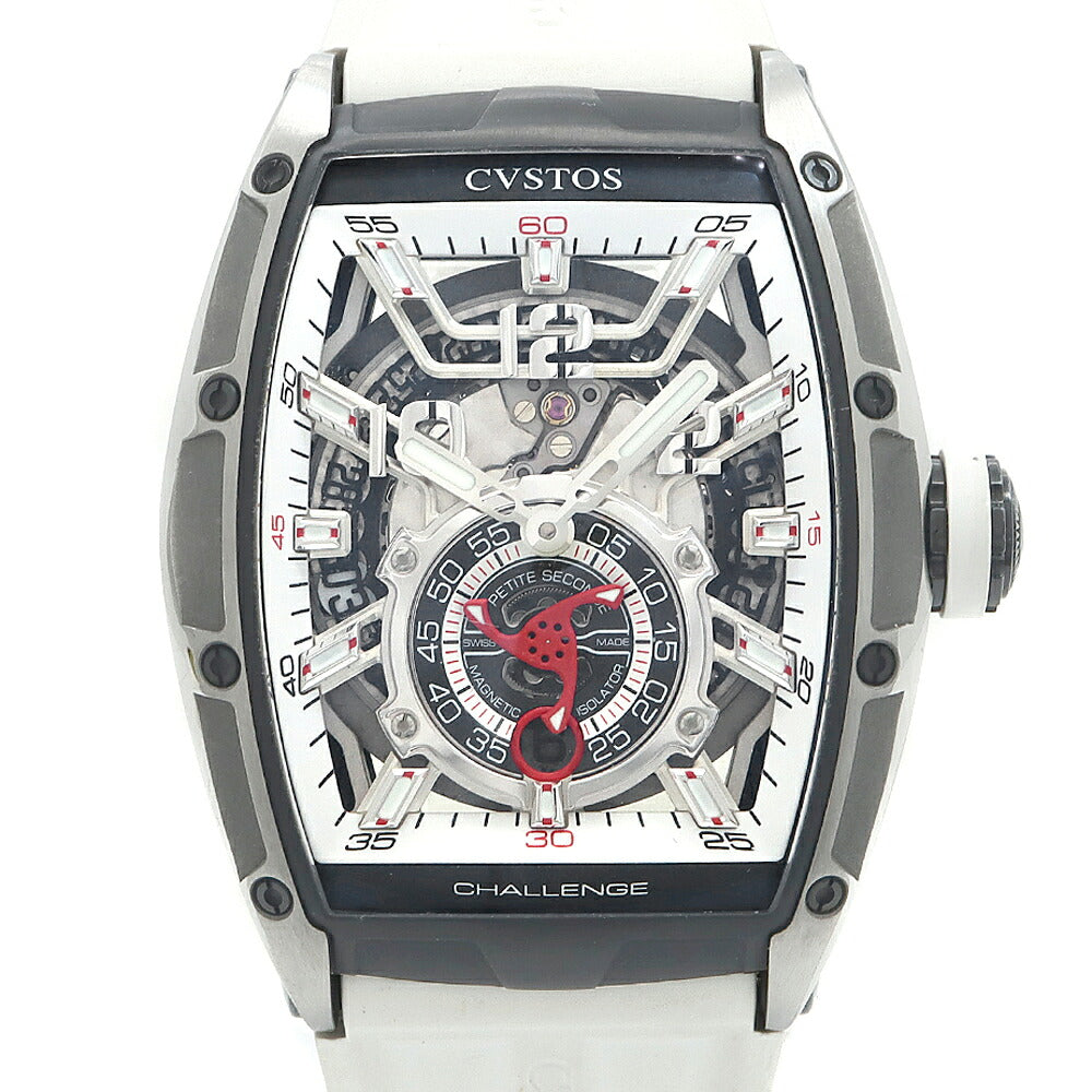 CVSTOS Challenge Jetliner II CVT-JET2-PS Date White White Skeleton Ti Titanium Genuine Belt Genuine Buckle Men's Automatic Winding [6 Month Warranty] [Watch] [Used]