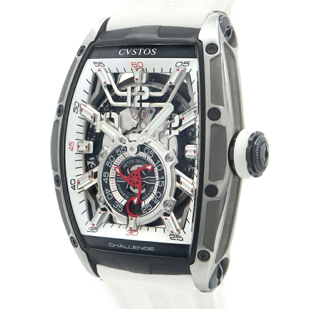 CVSTOS Challenge Jetliner II CVT-JET2-PS Date White White Skeleton Ti Titanium Genuine Belt Genuine Buckle Men's Automatic Winding [6 Month Warranty] [Watch] [Used]