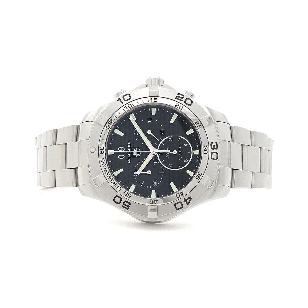 正規メンテナンスサービス済 TAG Heuer タグホイヤー アクアレーサー グランドデイト クロノグラフ CAF101E 300m防水 黒 ブラック SS ステンレス メンズ クォーツ【6ヶ月保証】【腕時計】【中古】