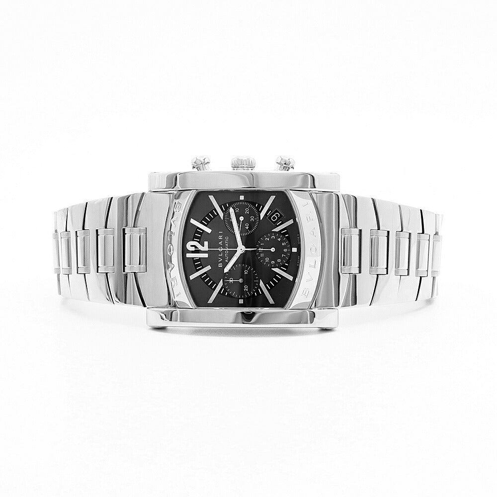 BVLGARI ブルガリ アショーマ クロノグラフ AA48SCH スモールセコンド デイト グレー SS ステンレス メンズ 自動巻き【6ヶ月保証】【腕時計】【中古】