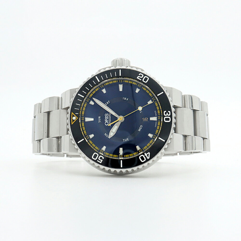 内部点検済 ORIS オリス アクイス グレートバリアリーフ リミテッドエディションII 限定2000本 7673-85 01 735 7673 4185-Set MB デイデイト 500m防水 青 ブルー SS ステンレス CE セラミック メンズ 自動巻き【6ヶ月保証】【腕時計】【中古】