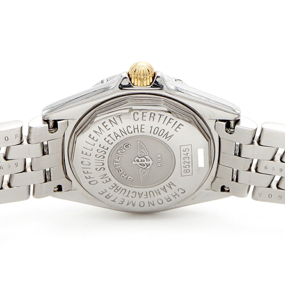 電池交換済 BREITLING ブライトリング カリスティーノ ビコロ B52345 デイト 100m防水 青 ブルー YG イエローゴールド SS ステンレス コンビ レディース クォーツ【6ヶ月保証】【腕時計】【中古】