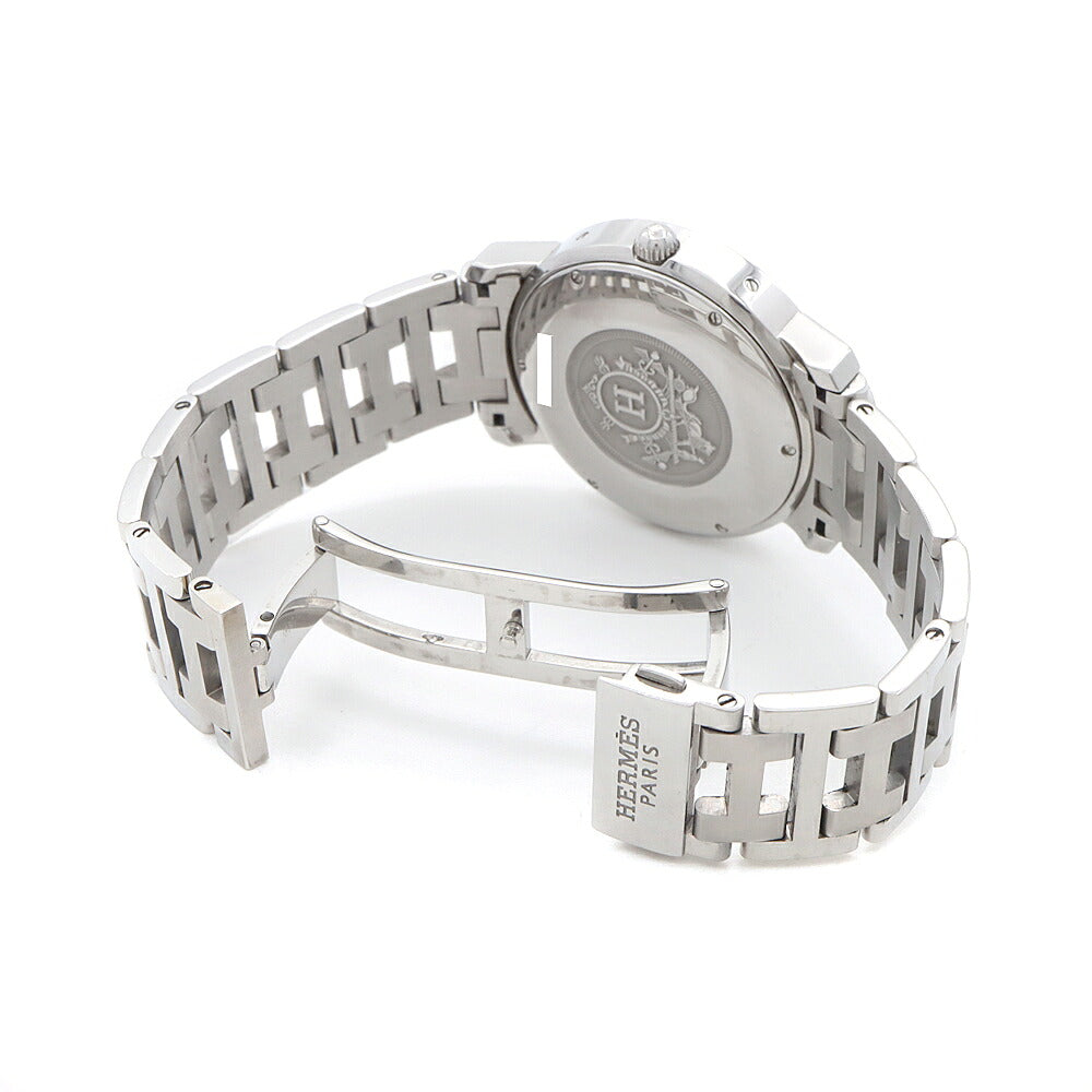 HERMES エルメス クリッパー ダイヤベゼル CL2.810 ダイヤモンド デイト パワーリザーブ GMT グレー SS ステンレス メンズ 自動巻き【6ヶ月保証】【腕時計】【中古】