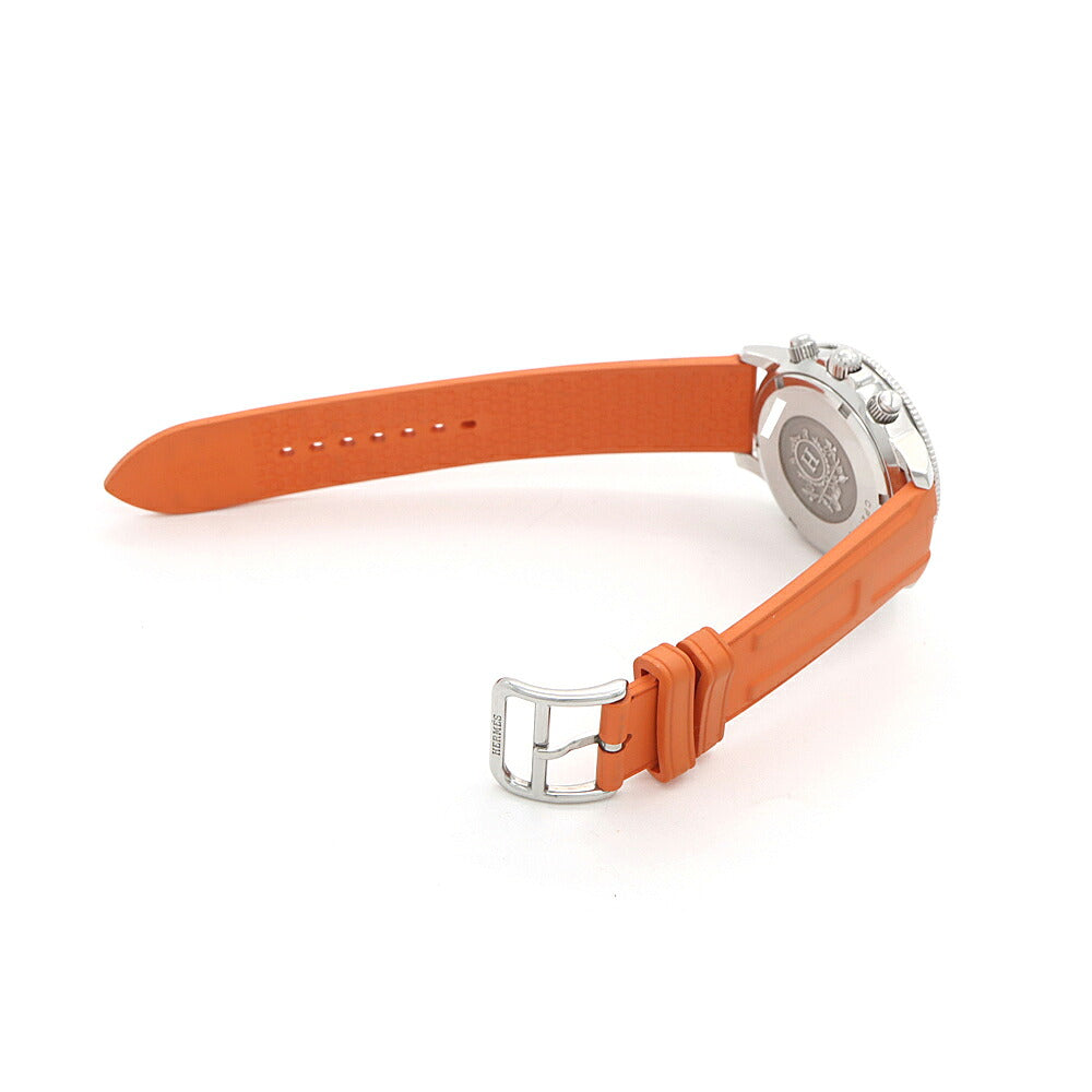 電池交換済 HERMES エルメス クリッパー ダイバー クロノグラフ CP2.410 スモールセコンド デイト シルバー SS ステンレス 純正ベルト 純正尾錠 メンズ レディース ボーイズ クォーツ【6ヶ月保証】【腕時計】【中古】